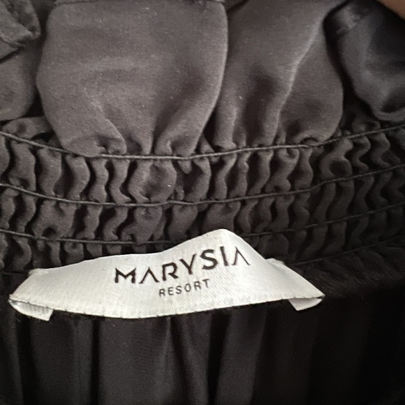 MARYSIA RESORT Lesbos 100% Silk Smocked Midi Dress in Black - Picture 7 of 10
